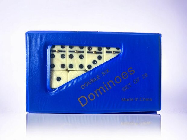 Domino game double/double 6 in wallet case and 28x colored stones