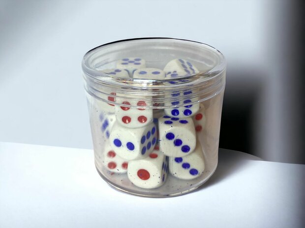 Dice set of 20 pieces -6-sided - 1.6 cm