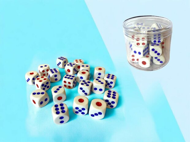 Dice set of 20 pieces -6-sided - 1.6 cm