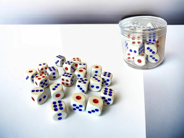 Dice set of 20 pieces -6-sided - 1.6 cm