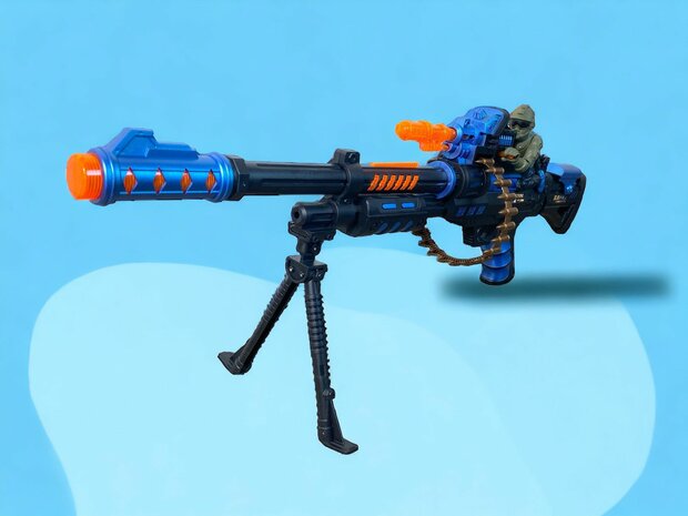 Toy gun - with rotating bullet belt - LED light, shooting sounds and vibration function - 69CM