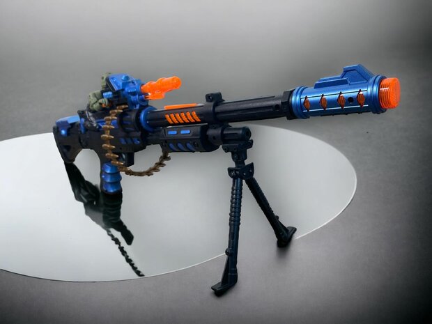 Toy gun - with rotating bullet belt - LED light, shooting sounds and vibration function - 69CM