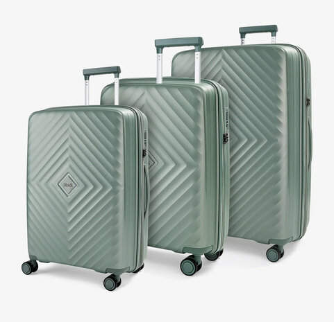 ensemble de valises 3 pi&egrave;ces PP (ROCK) serrure &agrave; combinaison TSA et mat&eacute;riau PP Vert