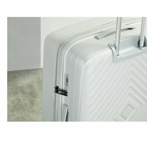 ensemble de valises 3 pi&egrave;ces PP (ROCK) serrure &agrave; combinaison TSA et mat&eacute;riau PP blanc