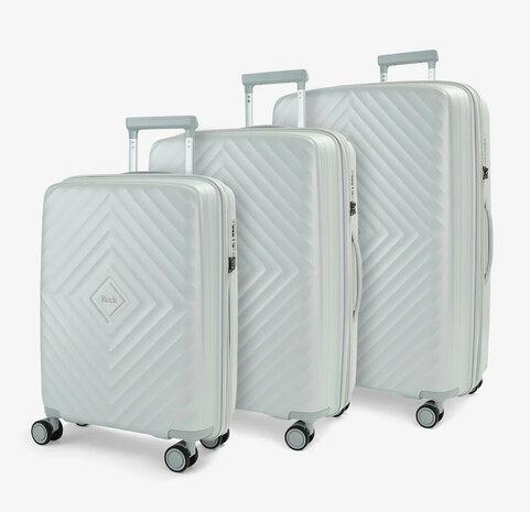 ensemble de valises 3 pi&egrave;ces PP (ROCK) serrure &agrave; combinaison TSA et mat&eacute;riau PP blanc