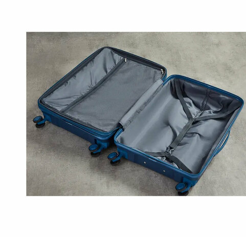 suitcase set 3-piece PP (ROCK) TSA combination lock and PP Material Blue