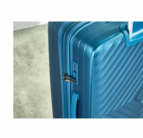 suitcase set 3-piece PP (ROCK) TSA combination lock and PP Material Blue