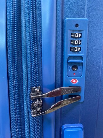 suitcase set 3-piece PP (ROCK) TSA combination lock and PP Material Blue