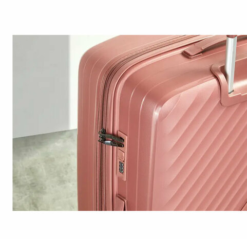 suitcase set 3-piece PP (ROCK) TSA combination lock and PP Material Rosa