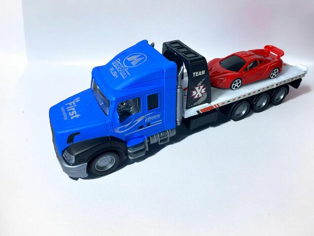 Vrachtwagen speelgoed met oplegger + 4 stuks Mini auto&#039;s - 36.2 CM