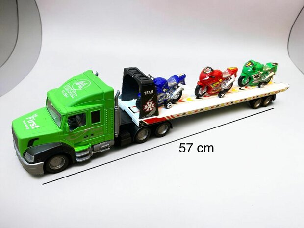 Camion jouet avec remorque + 7 pi&egrave;ces Mini voitures - 57 CM