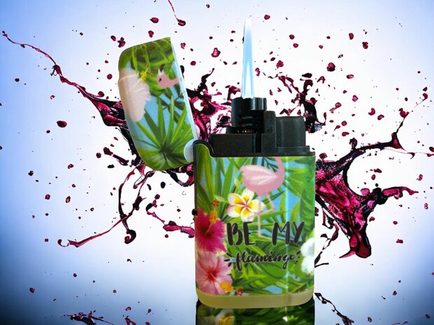 Jet Flame turbo aanstekers - 20 stuks in display - 360&deg; Flamingo print branders - soft touch