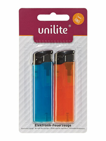 Briquets en blisters de 2 pi&egrave;ces - avec syst&egrave;me clic - rechargeables - Unilite