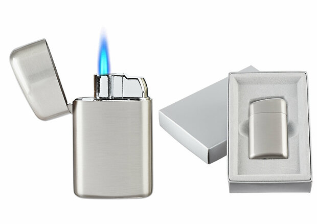 Briquet Turbo Jet Flame - Edition Luxe M&eacute;tal Argent&eacute; Chrome