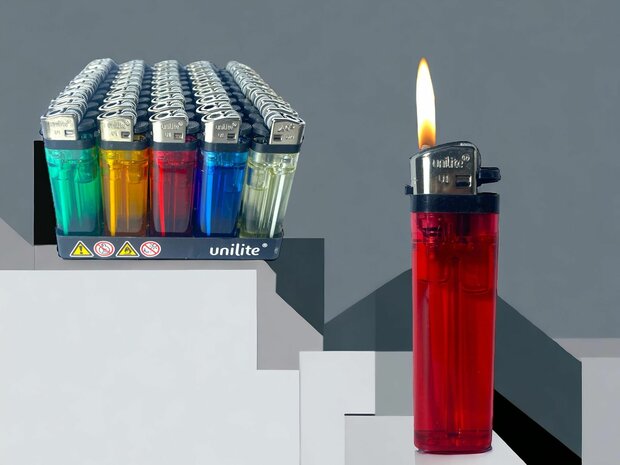 Unilite disposable lighters flint 50 pcs. in tray Transparent