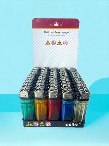 Unilite disposable lighters flint 50 pcs. in tray Transparent