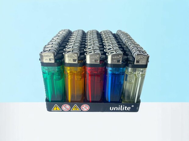 Unilite disposable lighters flint 50 pcs. in tray Transparent