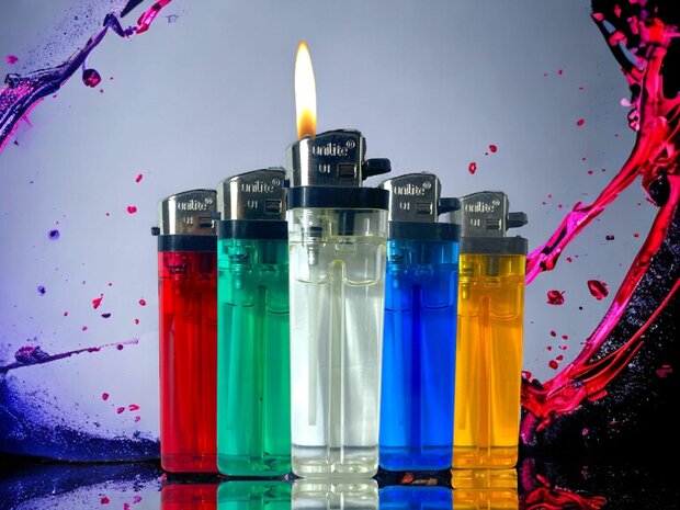 Unilite disposable lighters flint 50 pcs. in tray Transparent
