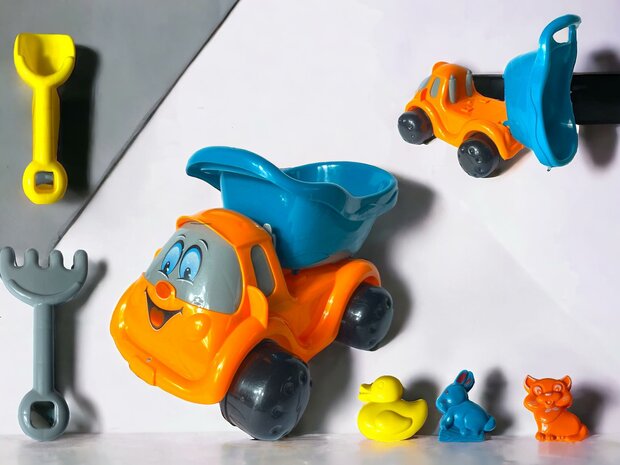 Beach Toy Sand Set Tipper Car 23 CM - 6 Piece Beach Car