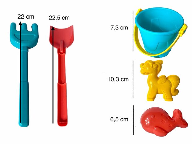 Sandkasten-Spielzeugset - Schubkarre 34 CM - Sandset 6-teilig Strand