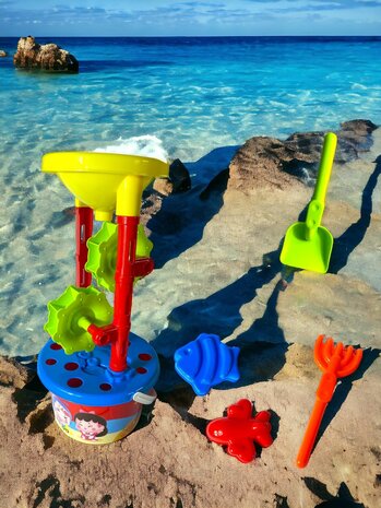 Beach Sand Play Toys Spades Hourglass Bucket Children Role Play - 6 pieces