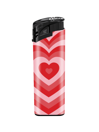 Lighters - 50 pieces in tray - Retro Heart print - refillable