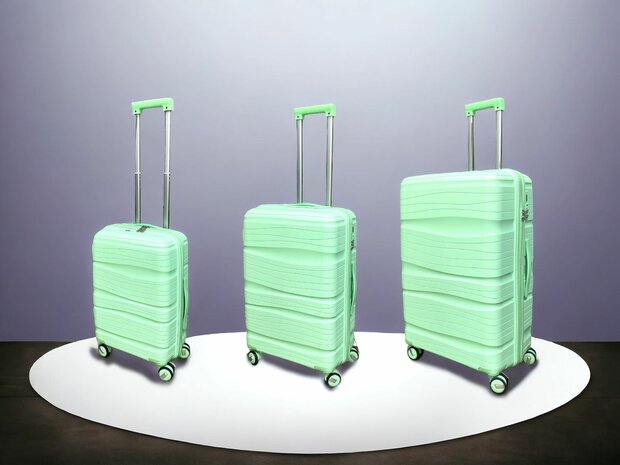 Ensemble de valises - Ensemble de trolley 3 pi&egrave;ces - Valise de voyage en silicone PP Couleur pistache
