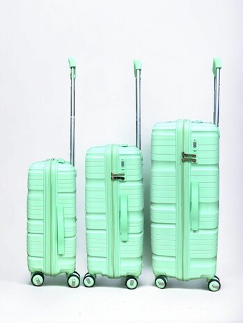 Kofferset - Trolleyset 3-delig - PP silicone reiskoffer Pistache kleur