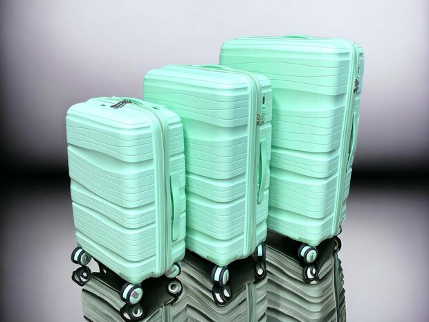 Suitcase set - Trolley set 3-piece - PP silicone travel suitcase Pistachio color