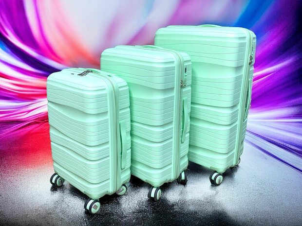 Ensemble de valises - Ensemble de trolley 3 pi&egrave;ces - Valise de voyage en silicone PP Couleur pistache