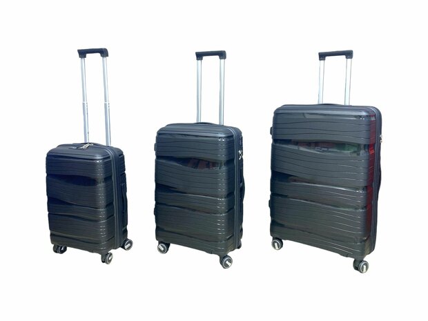 Suitcase set - Trolley set 3-piece - PP silicone travel suitcase Black