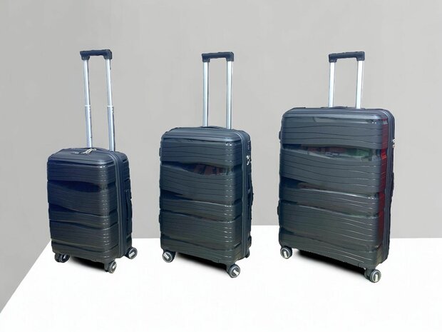 Ensemble de valises - Ensemble de trolley 3 pi&egrave;ces - Valise de voyage en silicone PP Noir