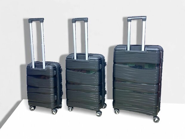 Kofferset - Trolley-Set 3-teilig - Reisekoffer aus PP-Silikon Schwarz