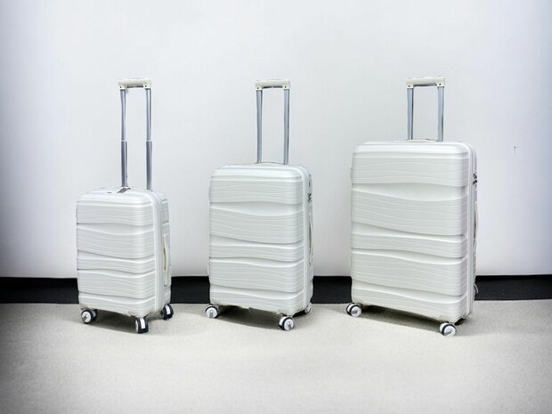 Ensemble de valises - Ensemble de trolley 3 pi&egrave;ces - Valise de voyage en silicone PP Blanc