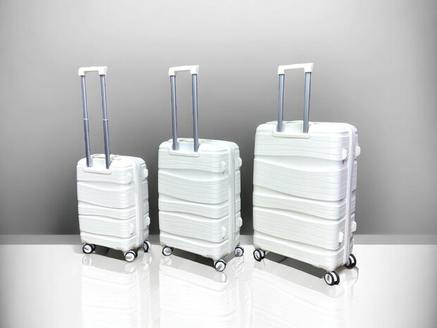 Ensemble de valises - Ensemble de trolley 3 pi&egrave;ces - Valise de voyage en silicone PP Blanc