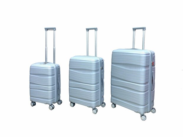 Kofferset - Trolley-Set 3-teilig - Reisekoffer aus PP-Silikon Grau