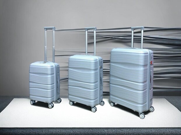 Ensemble de valises - Ensemble de trolley 3 pi&egrave;ces - Valise de voyage en silicone PP Gris