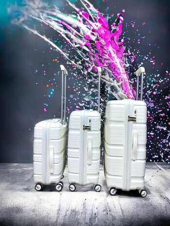 Suitcase set - Trolley set 3-piece - PP silicone travel suitcase White 