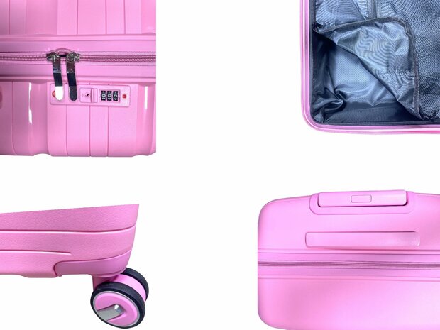 Kofferset - Trolley-Set 3-teilig - Reisekoffer aus PP-Silikon Rosa