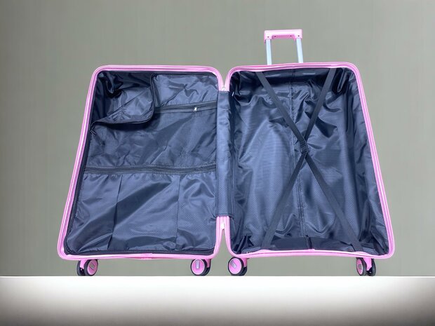 Ensemble de valises - Ensemble de trolley 3 pi&egrave;ces - Valise de voyage en silicone PP Rose