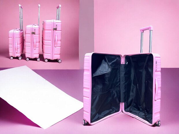 Suitcase set - Trolley set 3-piece - PP silicone travel suitcase Pink