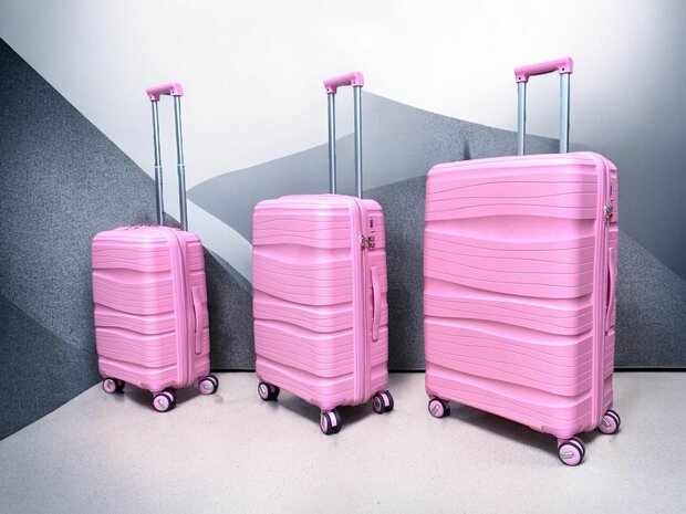 Kofferset - Trolley-Set 3-teilig - Reisekoffer aus PP-Silikon Rosa