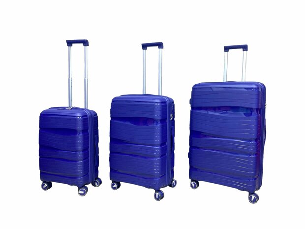 Kofferset - Trolleyset 3-delig - PP silicone reiskoffer Blauw    