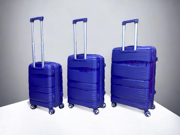 Ensemble de valises - Ensemble de trolley 3 pi&egrave;ces - Valise de voyage en silicone PP Bleu