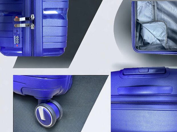 Kofferset - Trolleyset 3-delig - PP silicone reiskoffer Blauw    