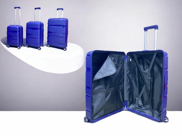Ensemble de valises - Ensemble de trolley 3 pi&egrave;ces - Valise de voyage en silicone PP Bleu