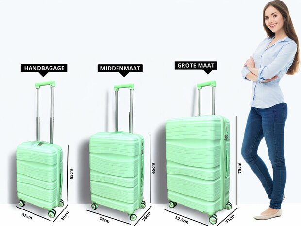 Suitcase set - Trolley set 3-piece - PP silicone travel suitcase Pistachio color