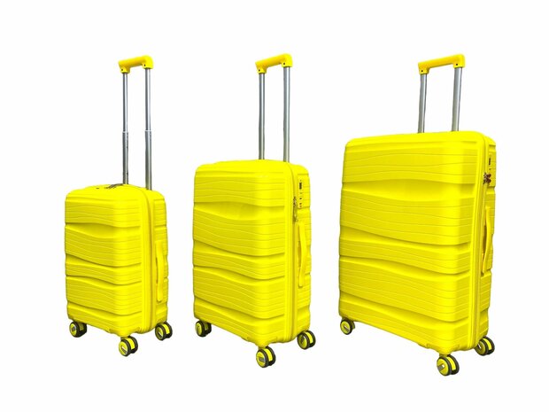Kofferset - Trolleyset 3-delig - PP silicone reiskoffer geel 