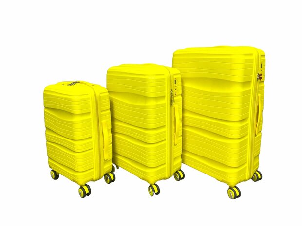Kofferset - Trolley-Set 3-teilig - Reisekoffer aus PP-Silikon Gelb