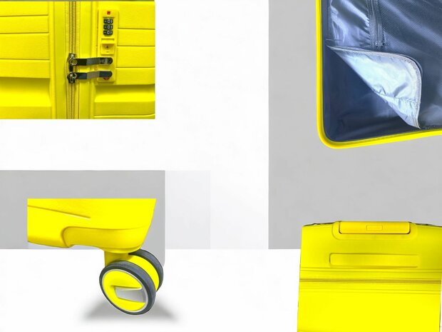 Ensemble de valises - Ensemble de trolley 3 pi&egrave;ces - Valise de voyage en silicone PP jaune